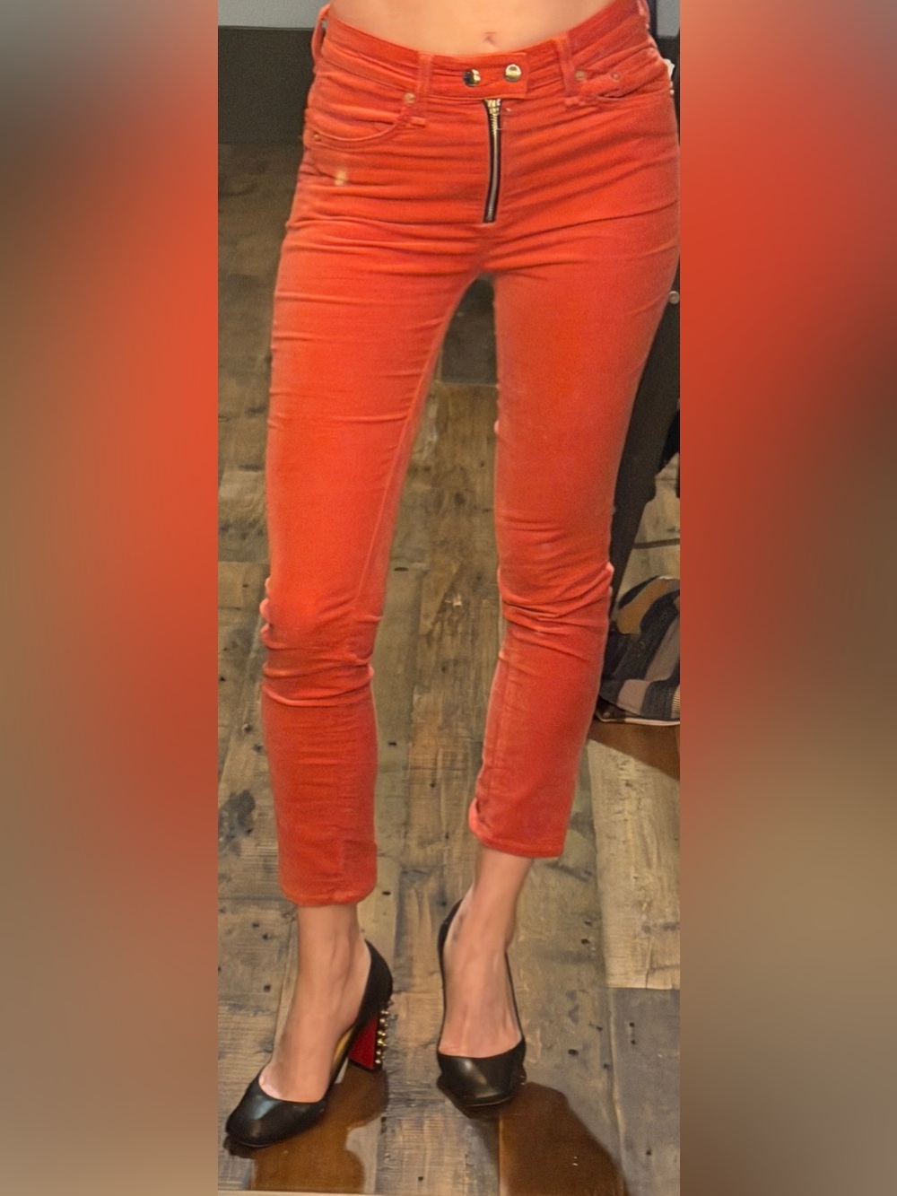 rag & bone Coral Cropped Ankle Velvet Pants with Front Zip